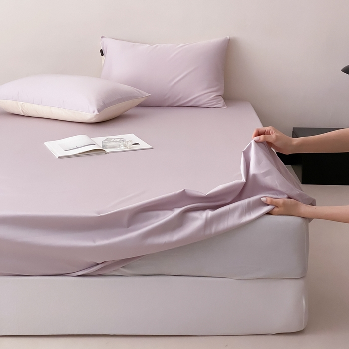 91家纺网 家纺一手货源 找家纺 云栖家居 2025新款全棉纯色长绒棉纯棉单品系列床笠单件床笠单品-单床笠 棠梨紫