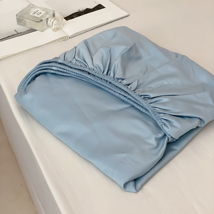 91家纺网 家纺一手货源 找家纺 云栖家居 2025新款全棉纯色长绒棉纯棉单品系列床笠单件床笠单品-单床笠 希腊蓝