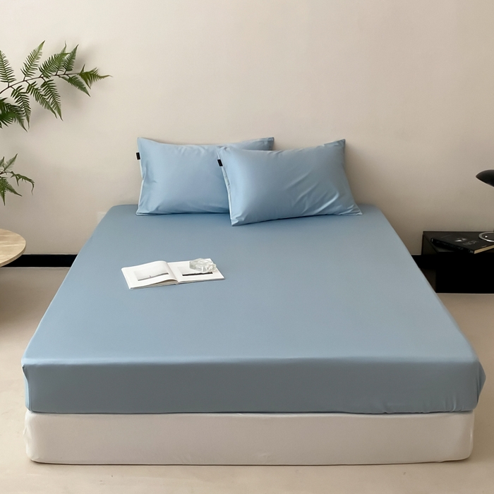 91家纺网 家纺一手货源 找家纺 云栖家居 2025新款全棉纯色长绒棉纯棉单品系列床笠单件床笠单品-单床笠 希腊蓝