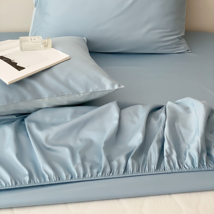 91家纺网 家纺一手货源 找家纺 云栖家居 2025新款全棉纯色长绒棉纯棉单品系列床笠单件床笠单品-单床笠 希腊蓝