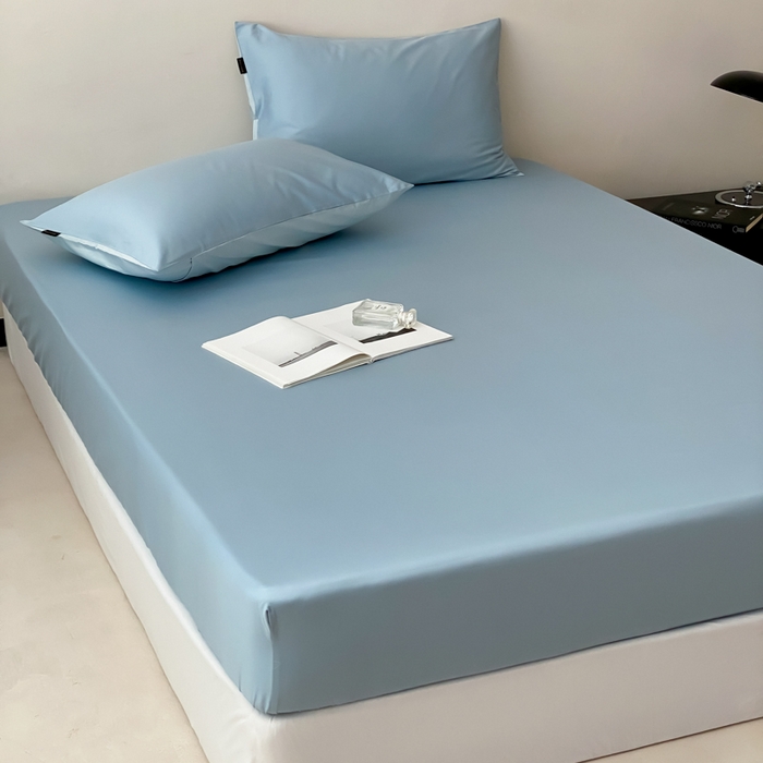 91家纺网 家纺一手货源 找家纺 云栖家居 2025新款全棉纯色长绒棉纯棉单品系列床笠单件床笠单品-单床笠 希腊蓝