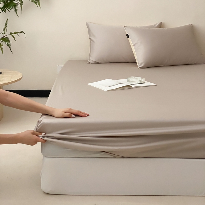 91家纺网 家纺一手货源 找家纺 云栖家居 2025新款全棉纯色长绒棉纯棉单品系列床笠单件床笠单品-单床笠 锡器灰