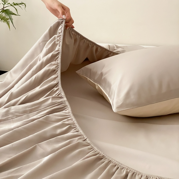 91家纺网 家纺一手货源 找家纺 云栖家居 2025新款全棉纯色长绒棉纯棉单品系列床笠单件床笠单品-单床笠 锡器灰