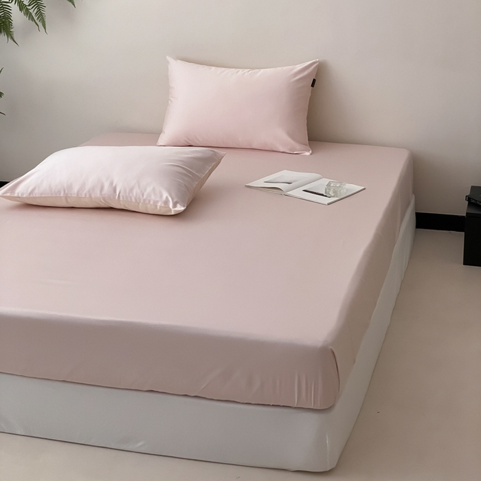 91家纺网 家纺一手货源 找家纺 云栖家居 2025新款全棉纯色长绒棉纯棉单品系列床笠单件床笠单品-单床笠 玉兰粉