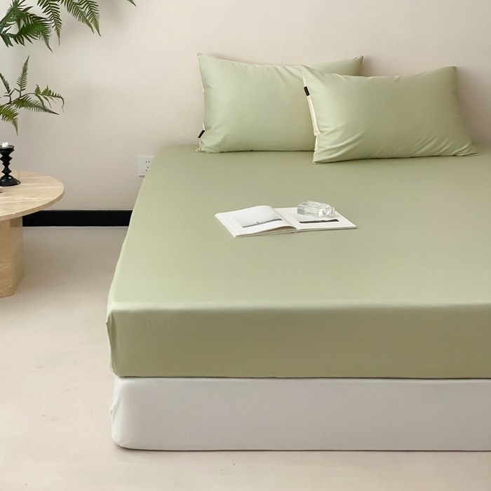 91家纺网 家纺一手货源 找家纺 云栖家居 2025新款全棉纯色长绒棉纯棉单品系列床笠单件床笠单品-单床笠 原力绿