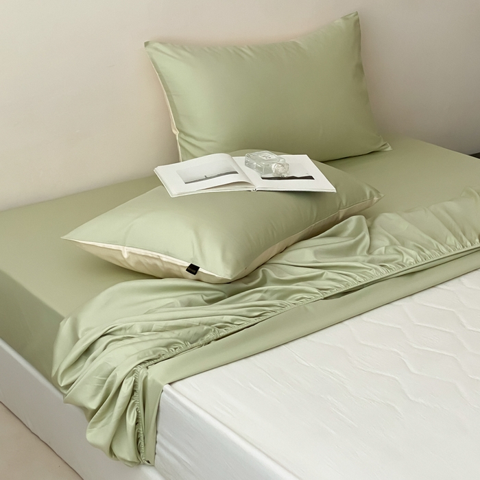 91家纺网 家纺一手货源 找家纺 云栖家居 2025新款全棉纯色长绒棉纯棉单品系列床笠单件床笠单品-单床笠 原力绿