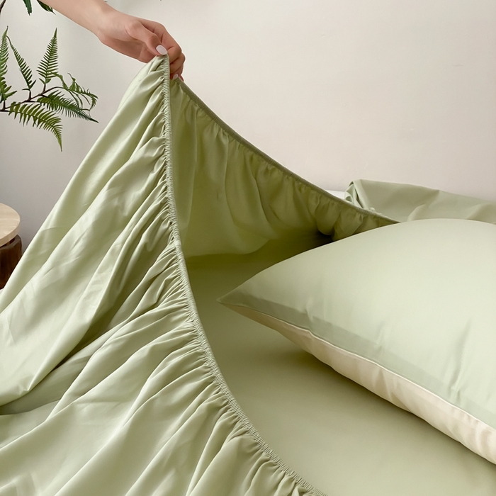 91家纺网 家纺一手货源 找家纺 云栖家居 2025新款全棉纯色长绒棉纯棉单品系列床笠单件床笠单品-单床笠 原力绿