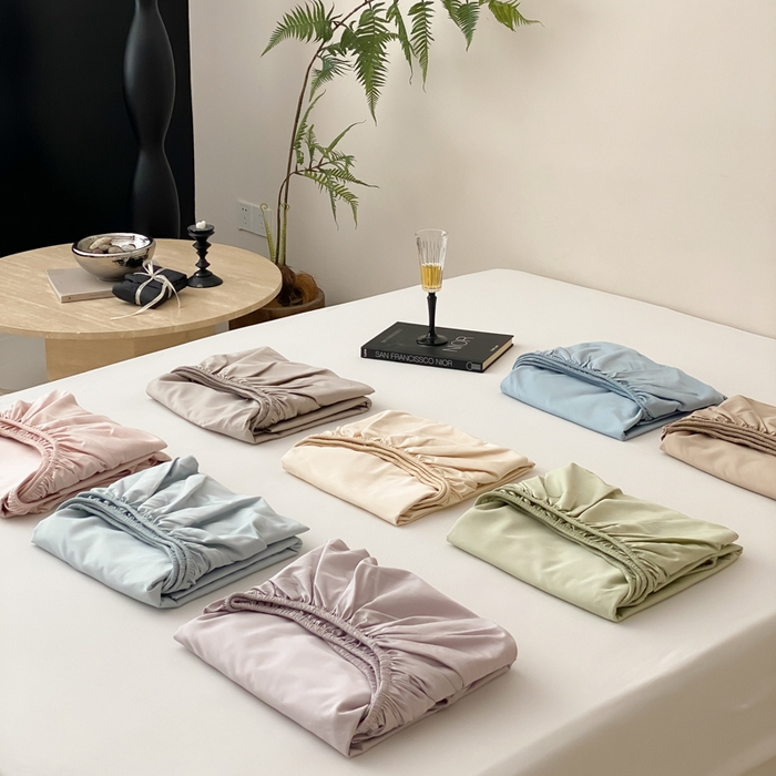 91家纺网 家纺一手货源 找家纺 云栖家居 2025新款全棉纯色长绒棉纯棉单品系列床笠单件床笠单品-单床笠 组合图