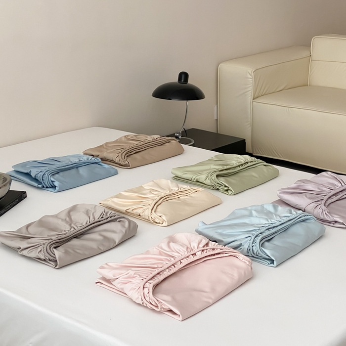 91家纺网 家纺一手货源 找家纺 云栖家居 2025新款全棉纯色长绒棉纯棉单品系列床笠单件床笠单品-单床笠 组合图