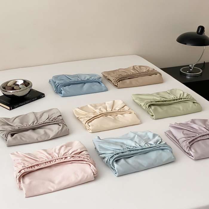 91家纺网 家纺一手货源 找家纺 云栖家居 2025新款全棉纯色长绒棉纯棉单品系列床笠单件床笠单品-单床笠 组合图