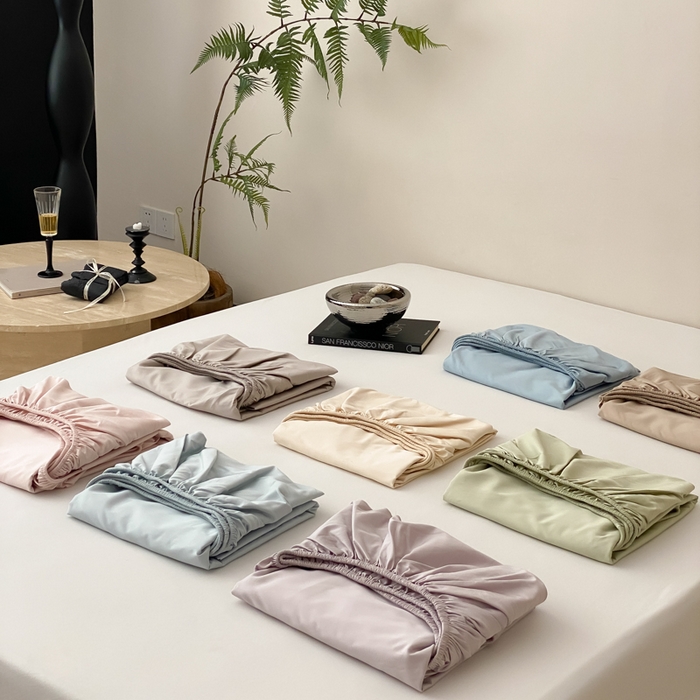 91家纺网 家纺一手货源 找家纺 云栖家居 2025新款全棉纯色长绒棉纯棉单品系列床笠单件床笠单品-单床笠 组合图