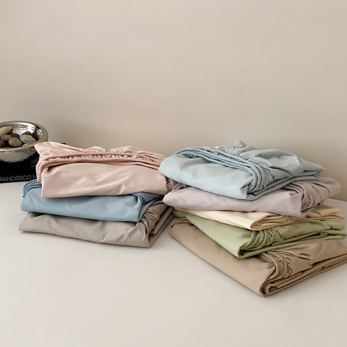 91家纺网 家纺一手货源 找家纺 云栖家居 2025新款全棉纯色长绒棉纯棉单品系列床笠单件床笠单品-单床笠 组合图