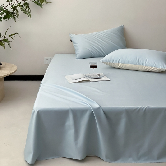 91家纺网 家纺一手货源 找家纺 云栖家居 2025新款全棉纯色长绒棉纯棉单品系列床单单件床单单品-单床单 浅云兰