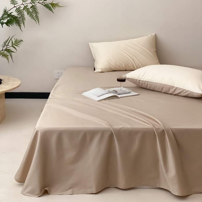 91家纺网 家纺一手货源 找家纺 云栖家居 2025新款全棉纯色长绒棉纯棉单品系列床单单件床单单品-单床单 极简米