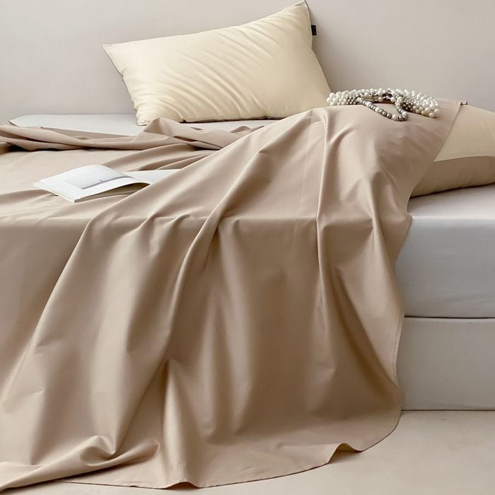 91家纺网 家纺一手货源 找家纺 云栖家居 2025新款全棉纯色长绒棉纯棉单品系列床单单件床单单品-单床单 极简米