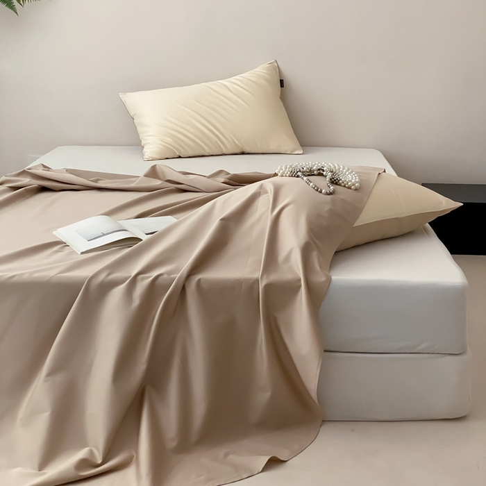 91家纺网 家纺一手货源 找家纺 云栖家居 2025新款全棉纯色长绒棉纯棉单品系列床单单件床单单品-单床单 极简米