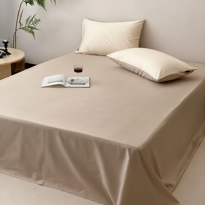 91家纺网 家纺一手货源 找家纺 云栖家居 2025新款全棉纯色长绒棉纯棉单品系列床单单件床单单品-单床单 极简米