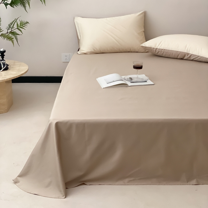 91家纺网 家纺一手货源 找家纺 云栖家居 2025新款全棉纯色长绒棉纯棉单品系列床单单件床单单品-单床单 极简米