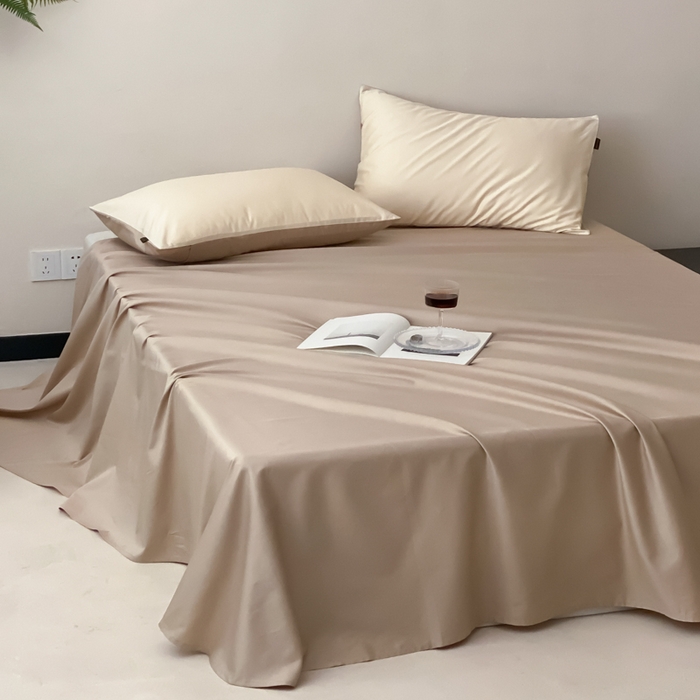 91家纺网 家纺一手货源 找家纺 云栖家居 2025新款全棉纯色长绒棉纯棉单品系列床单单件床单单品-单床单 极简米