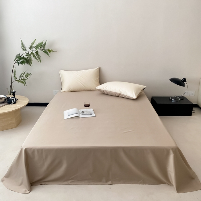 91家纺网 家纺一手货源 找家纺 云栖家居 2025新款全棉纯色长绒棉纯棉单品系列床单单件床单单品-单床单 极简米