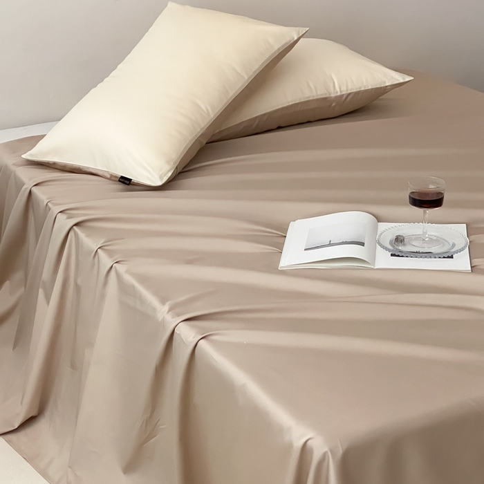 91家纺网 家纺一手货源 找家纺 云栖家居 2025新款全棉纯色长绒棉纯棉单品系列床单单件床单单品-单床单 极简米