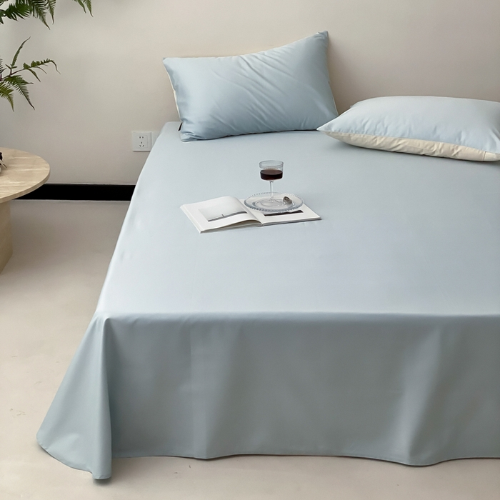 91家纺网 家纺一手货源 找家纺 云栖家居 2025新款全棉纯色长绒棉纯棉单品系列床单单件床单单品-单床单 浅云兰