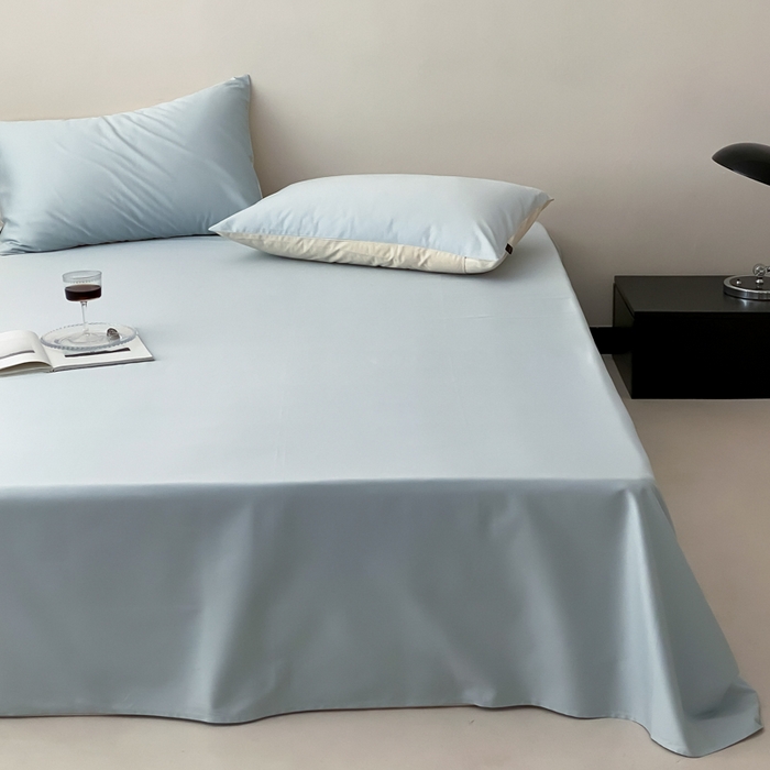 91家纺网 家纺一手货源 找家纺 云栖家居 2025新款全棉纯色长绒棉纯棉单品系列床单单件床单单品-单床单 浅云兰