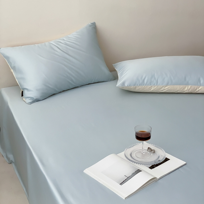 91家纺网 家纺一手货源 找家纺 云栖家居 2025新款全棉纯色长绒棉纯棉单品系列床单单件床单单品-单床单 浅云兰