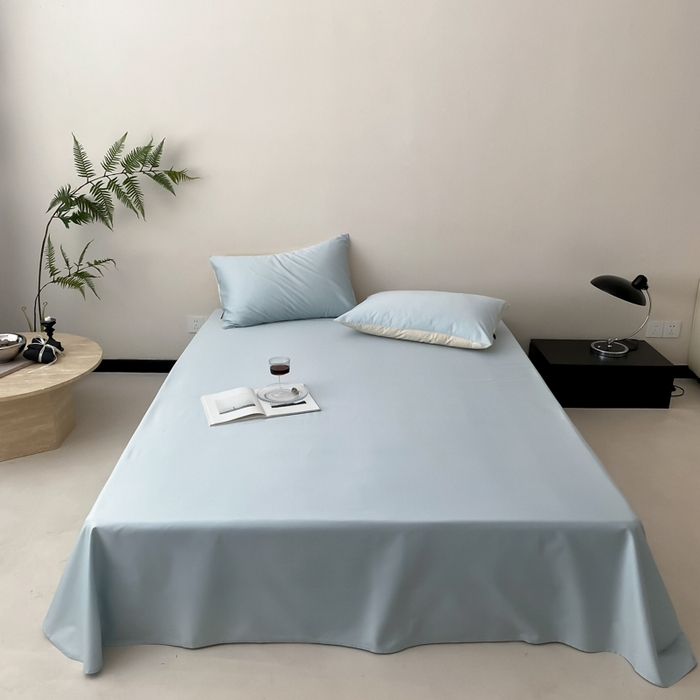 91家纺网 家纺一手货源 找家纺 云栖家居 2025新款全棉纯色长绒棉纯棉单品系列床单单件床单单品-单床单 浅云兰