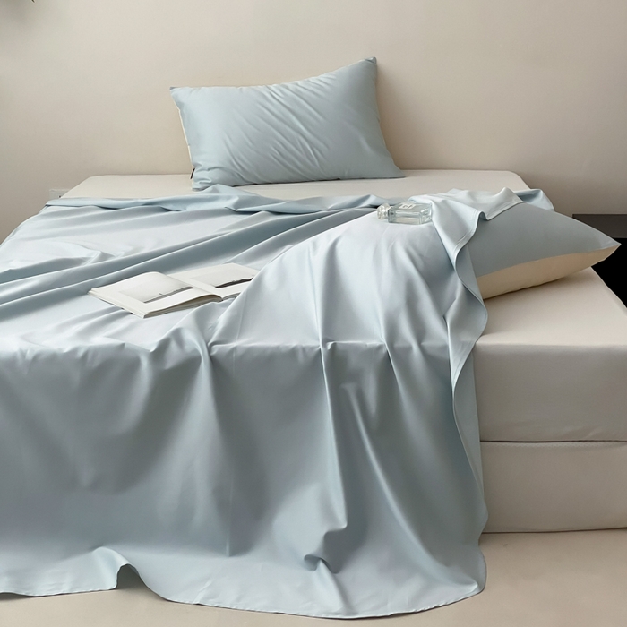 91家纺网 家纺一手货源 找家纺 云栖家居 2025新款全棉纯色长绒棉纯棉单品系列床单单件床单单品-单床单 浅云兰