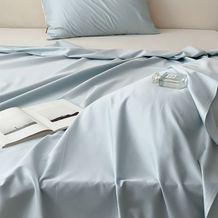 91家纺网 家纺一手货源 找家纺 云栖家居 2025新款全棉纯色长绒棉纯棉单品系列床单单件床单单品-单床单 浅云兰
