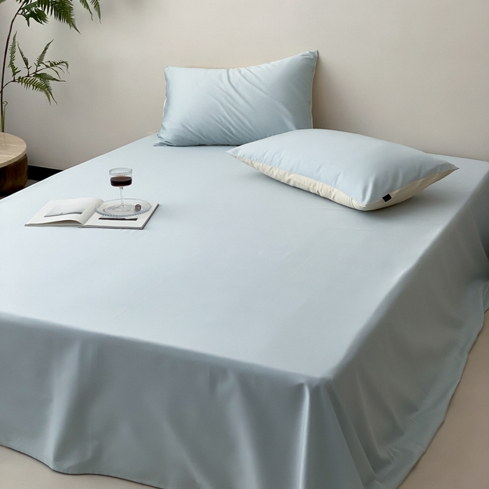 91家纺网 家纺一手货源 找家纺 云栖家居 2025新款全棉纯色长绒棉纯棉单品系列床单单件床单单品-单床单 浅云兰