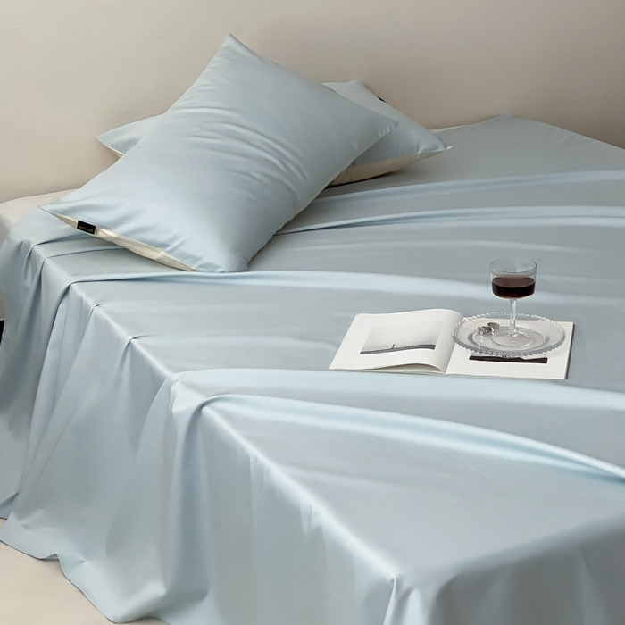 91家纺网 家纺一手货源 找家纺 云栖家居 2025新款全棉纯色长绒棉纯棉单品系列床单单件床单单品-单床单 浅云兰