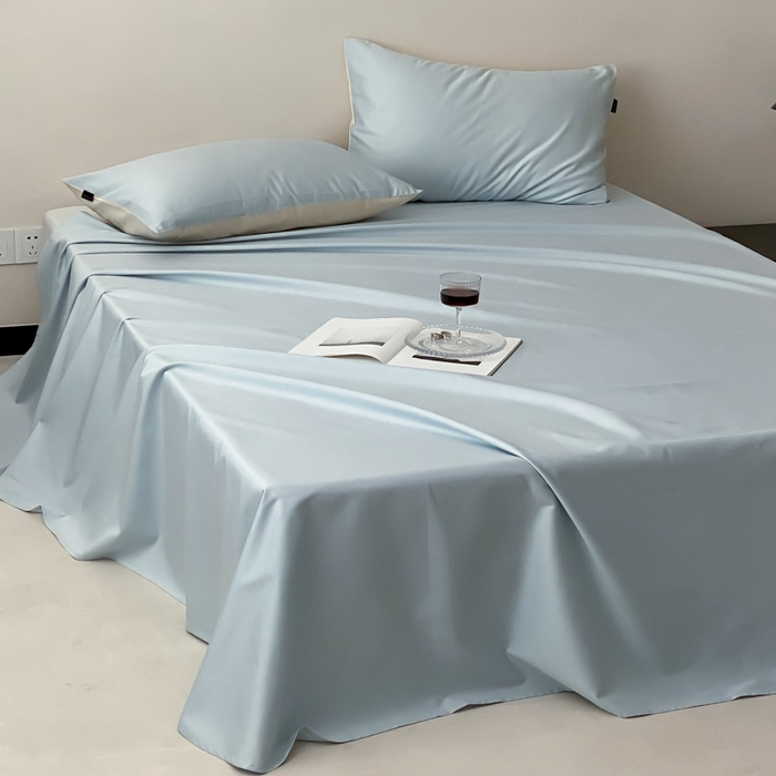 91家纺网 家纺一手货源 找家纺 云栖家居 2025新款全棉纯色长绒棉纯棉单品系列床单单件床单单品-单床单 浅云兰