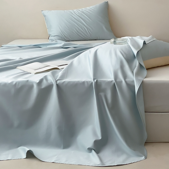 91家纺网 家纺一手货源 找家纺 云栖家居 2025新款全棉纯色长绒棉纯棉单品系列床单单件床单单品-单床单 浅云兰