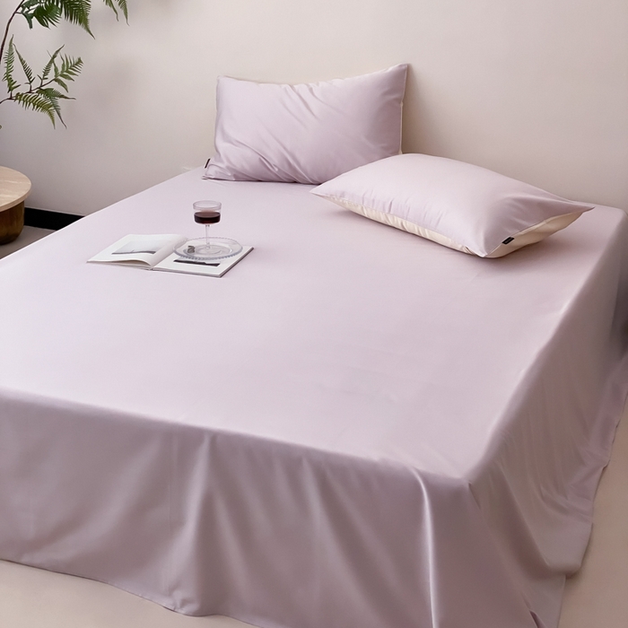 91家纺网 家纺一手货源 找家纺 云栖家居 2025新款全棉纯色长绒棉纯棉单品系列床单单件床单单品-单床单 棠梨紫