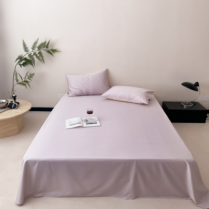 91家纺网 家纺一手货源 找家纺 云栖家居 2025新款全棉纯色长绒棉纯棉单品系列床单单件床单单品-单床单 棠梨紫