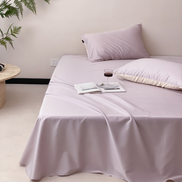 91家纺网 家纺一手货源 找家纺 云栖家居 2025新款全棉纯色长绒棉纯棉单品系列床单单件床单单品-单床单 棠梨紫