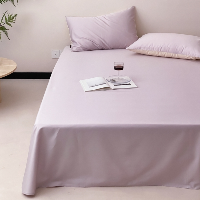 91家纺网 家纺一手货源 找家纺 云栖家居 2025新款全棉纯色长绒棉纯棉单品系列床单单件床单单品-单床单 棠梨紫