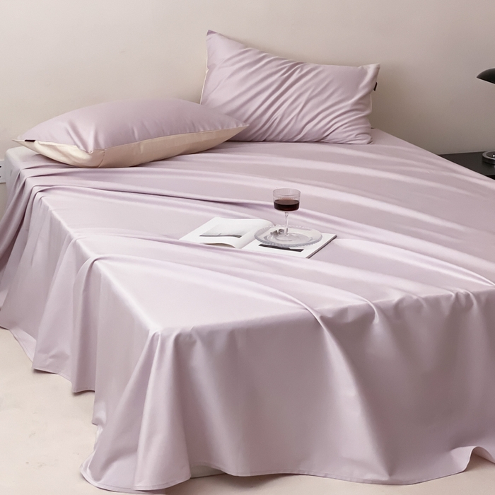 91家纺网 家纺一手货源 找家纺 云栖家居 2025新款全棉纯色长绒棉纯棉单品系列床单单件床单单品-单床单 棠梨紫