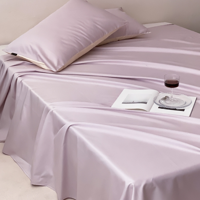 91家纺网 家纺一手货源 找家纺 云栖家居 2025新款全棉纯色长绒棉纯棉单品系列床单单件床单单品-单床单 棠梨紫