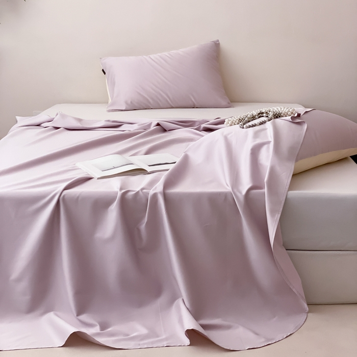 91家纺网 家纺一手货源 找家纺 云栖家居 2025新款全棉纯色长绒棉纯棉单品系列床单单件床单单品-单床单 棠梨紫