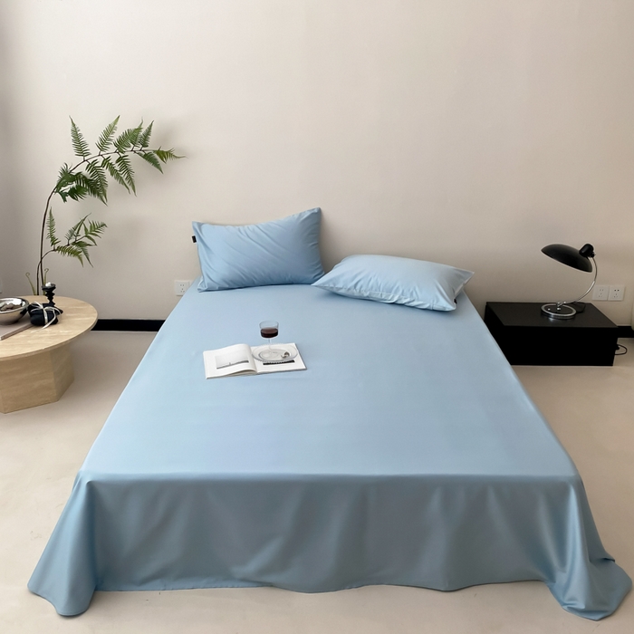 91家纺网 家纺一手货源 找家纺 云栖家居 2025新款全棉纯色长绒棉纯棉单品系列床单单件床单单品-单床单 希腊蓝