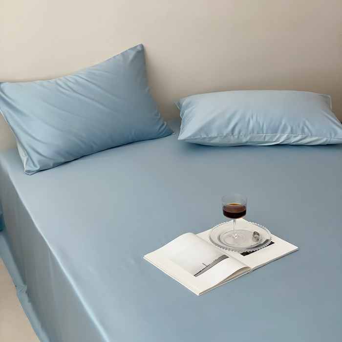 91家纺网 家纺一手货源 找家纺 云栖家居 2025新款全棉纯色长绒棉纯棉单品系列床单单件床单单品-单床单 希腊蓝