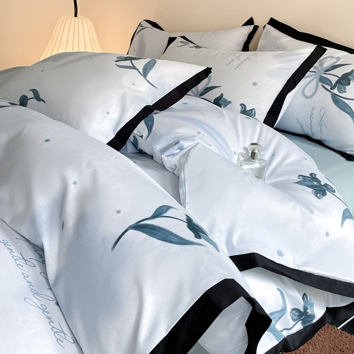 91家纺网 家纺一手货源 找家纺 麦田家纺 2025新款13372全棉花卉系列印花四件套 芙罗拉