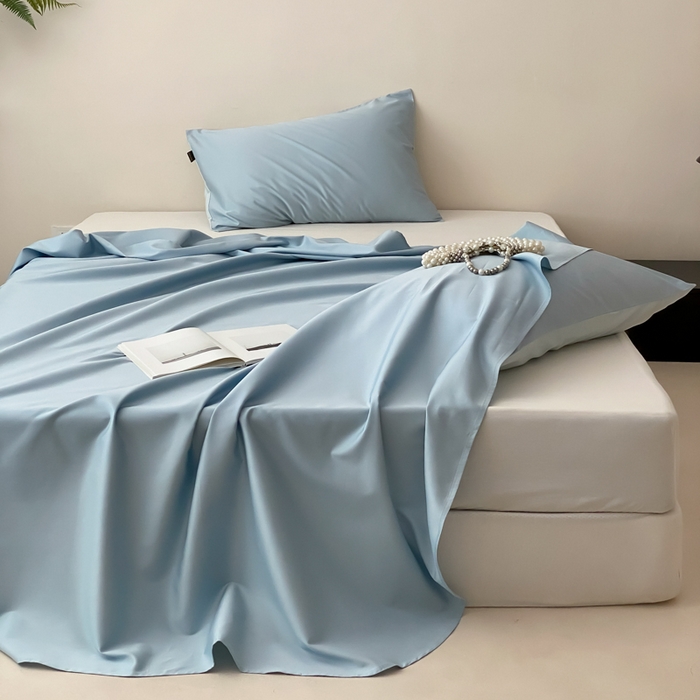 91家纺网 家纺一手货源 找家纺 云栖家居 2025新款全棉纯色长绒棉纯棉单品系列床单单件床单单品-单床单 希腊蓝