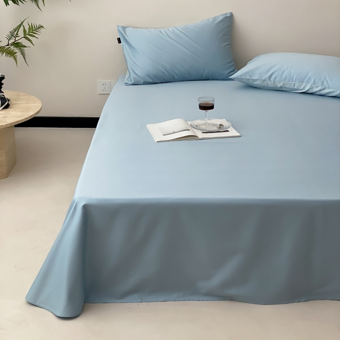 91家纺网 家纺一手货源 找家纺 云栖家居 2025新款全棉纯色长绒棉纯棉单品系列床单单件床单单品-单床单 希腊蓝