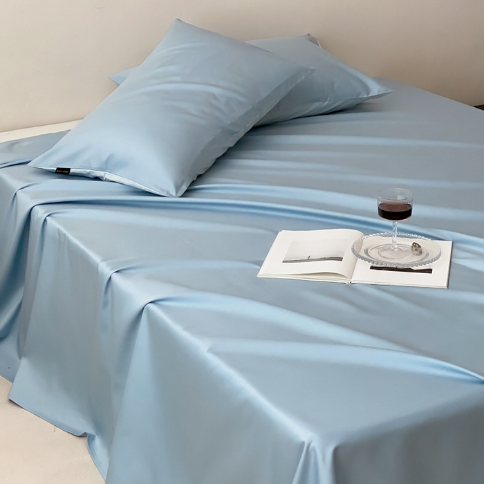 91家纺网 家纺一手货源 找家纺 云栖家居 2025新款全棉纯色长绒棉纯棉单品系列床单单件床单单品-单床单 希腊蓝