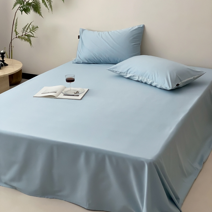 91家纺网 家纺一手货源 找家纺 云栖家居 2025新款全棉纯色长绒棉纯棉单品系列床单单件床单单品-单床单 希腊蓝