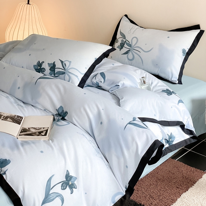 91家纺网 家纺一手货源 找家纺 麦田家纺 2025新款13372全棉花卉系列印花四件套 芙罗拉